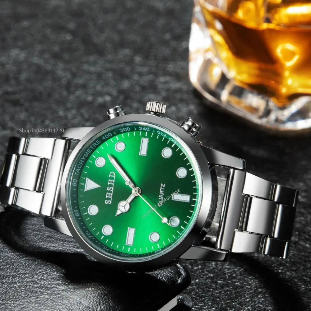 ساعات يد فاخرة للرجال، ساعة كوارتز تناظرية عصرية بحزام من الفولاذ المقاوم للصدأ، ساعة رجالية كاجوال بسوار رقمي