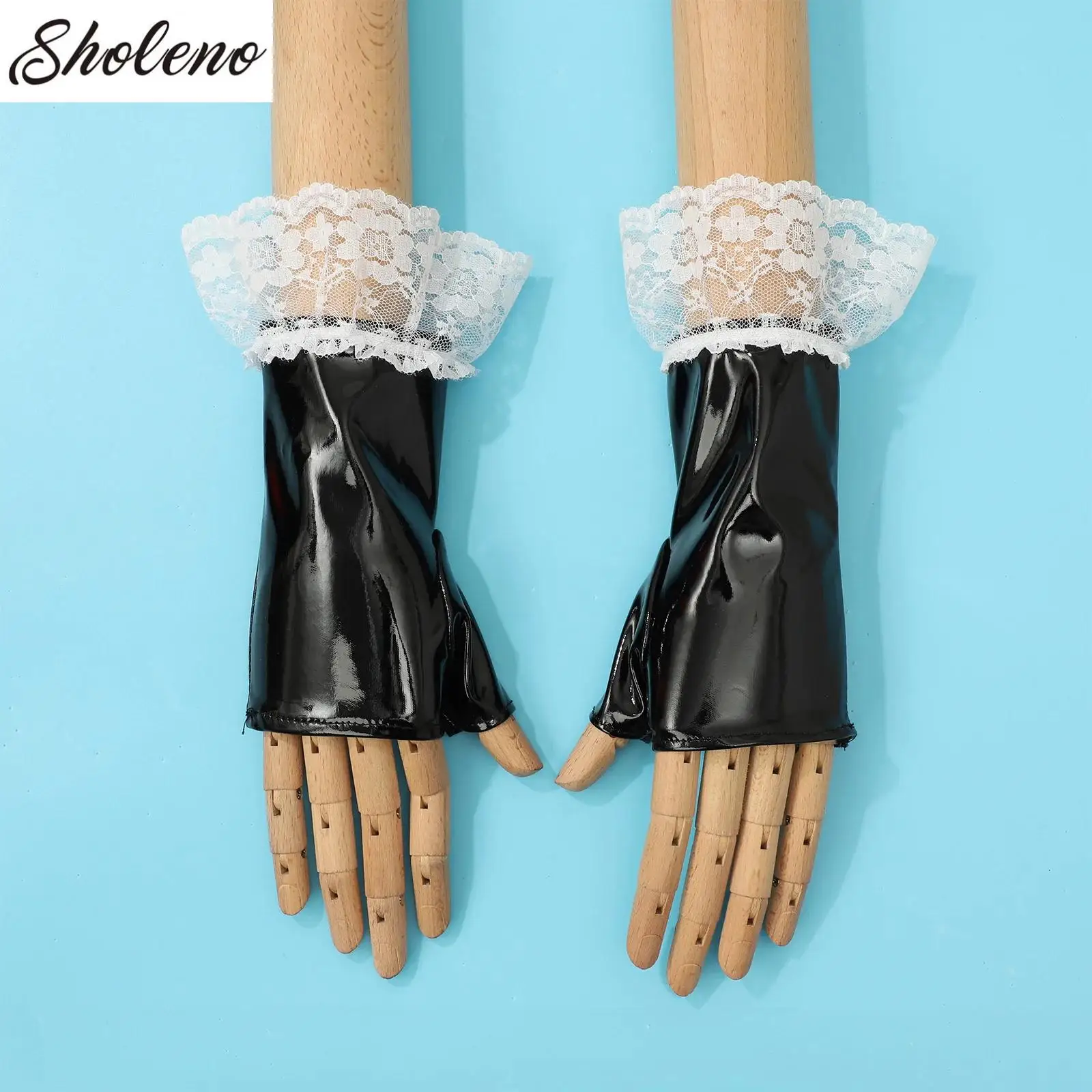 Sexy Women Wetlook Patent Faux Leather Tight Long Gloves Latex Party Opera Club Costumes Accessory Nightclub Elbow Female Gloves