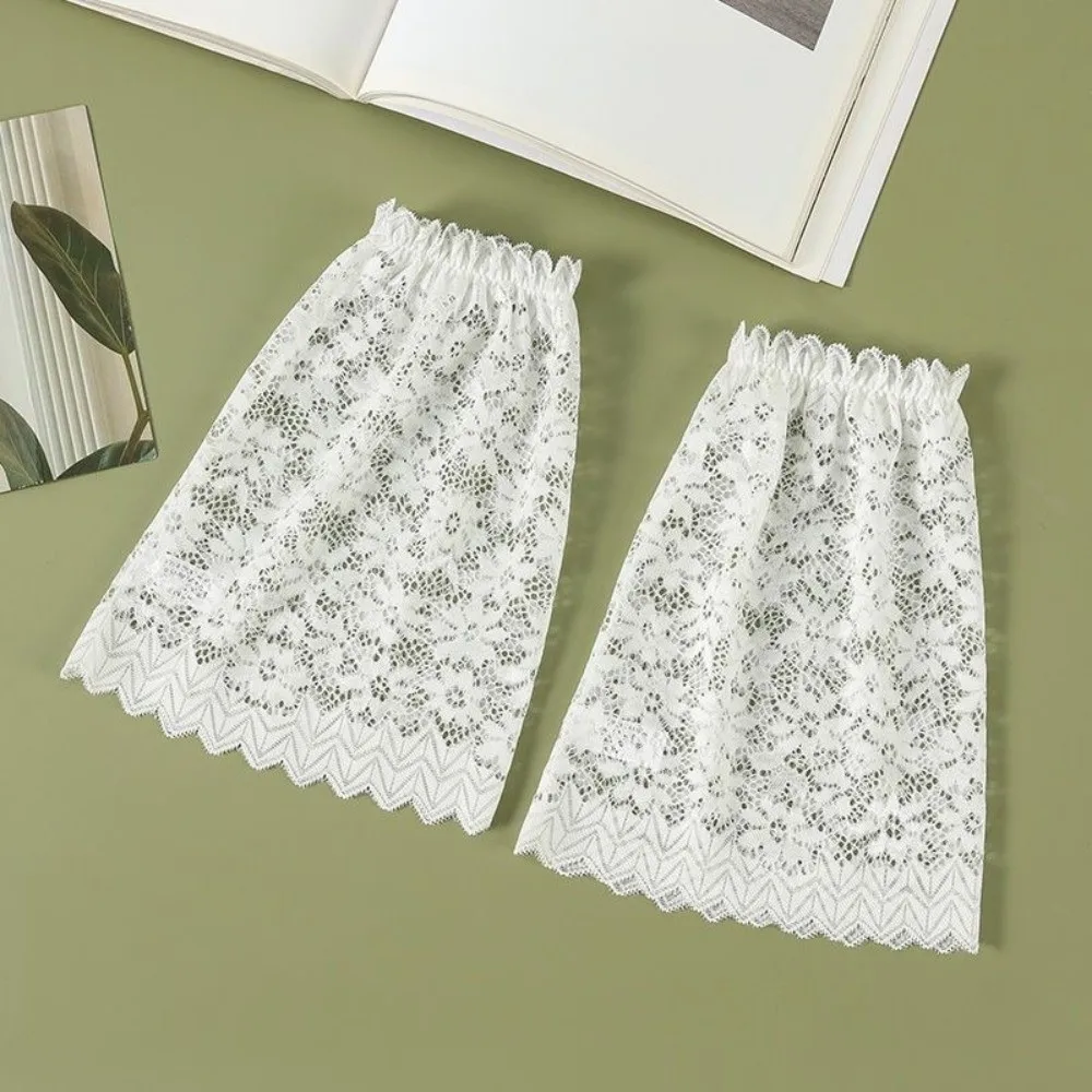 Fashion Soft Lace Sleeves Elastic Wrist Breathable Decorative Cuffs Solid Color Mesh Bell Sleeves for Casual Outfits
