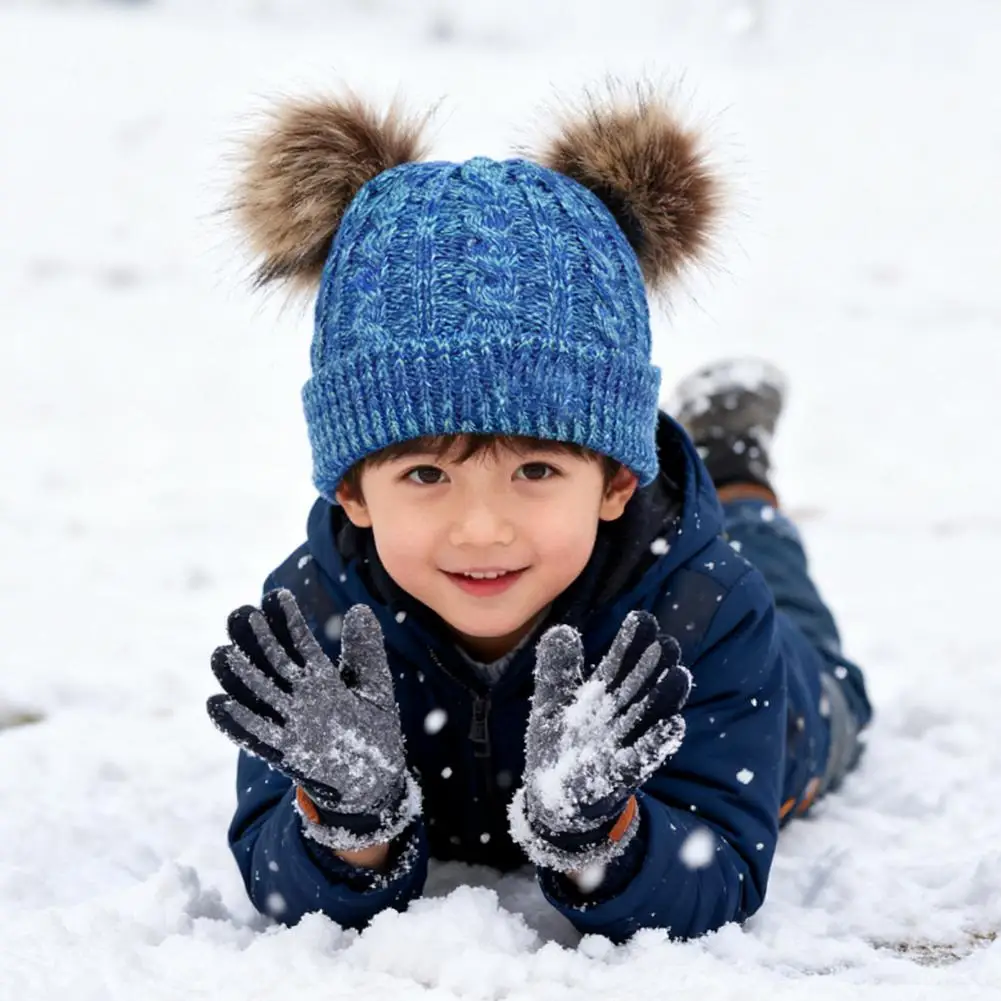 3pc3-12Y قبعة أطفال، وشاح، قفازات، طقم خريفي وشتوي مكون من ثلاث قطع، وشاح دافئ ورقيق، قبعة مختلط الألوان