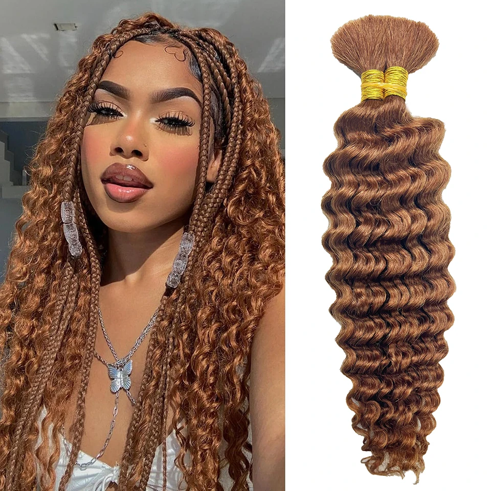 Cabello para trenzar a granel cabello humano deep wave color sin procesar sin weft boho trenzas brasileño Remy