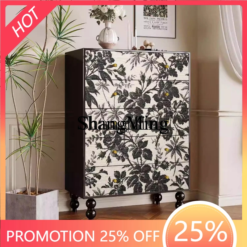 

ZYY exquisite premium medieval solid wood chest of drawers against the wall, sofa side cabinet, bedroom storage cabinet