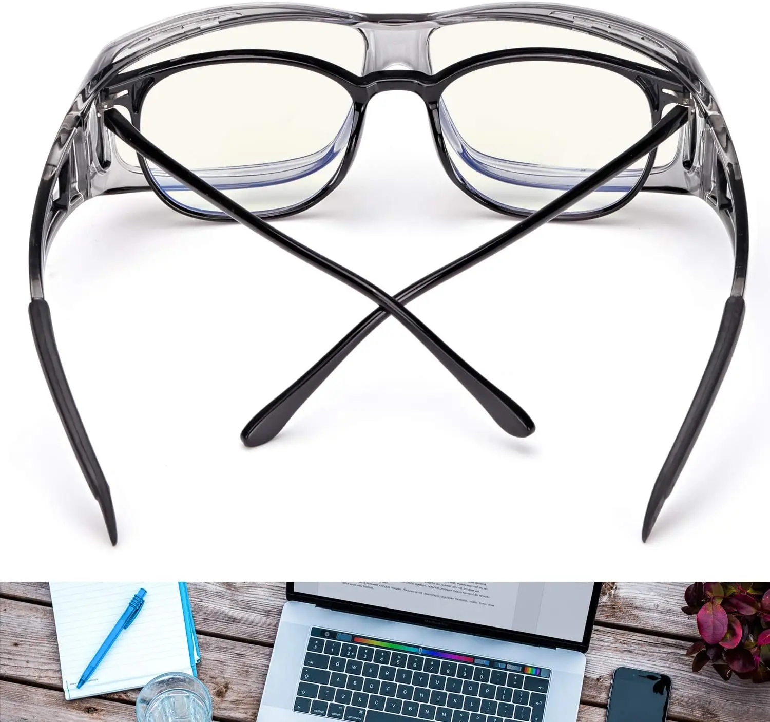 LVIOE Fit Over Blue Light Blocking Glasses and Computer Eyewear- Wear Over Prescription Glasses/Reading Glasses/RX Glasses