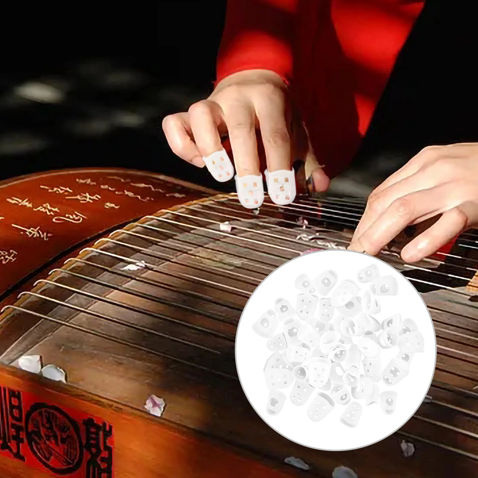 

50Pcs Transparent Silicone Guitar Finger Covers Soft Protectors for Guzheng Guitar Bass Ukulele Finger