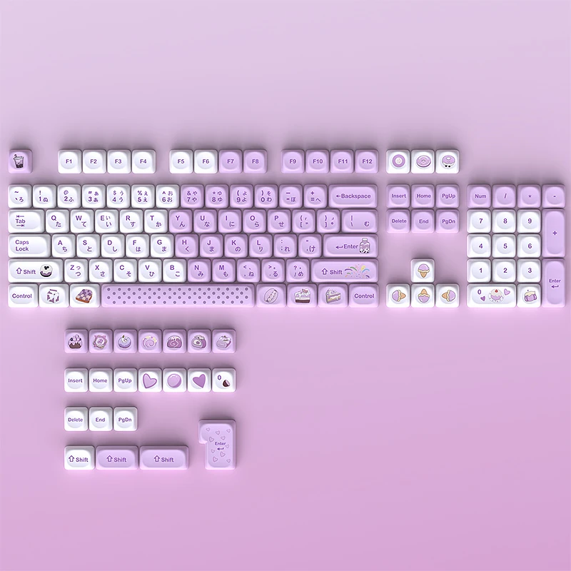

Taro Mud Bobo Theme 125 Keys MOA Profile PBT Purple Dye Sublimation Keycaps for 61/68/84/87/100/104/108 MX Mechanical Keyboard