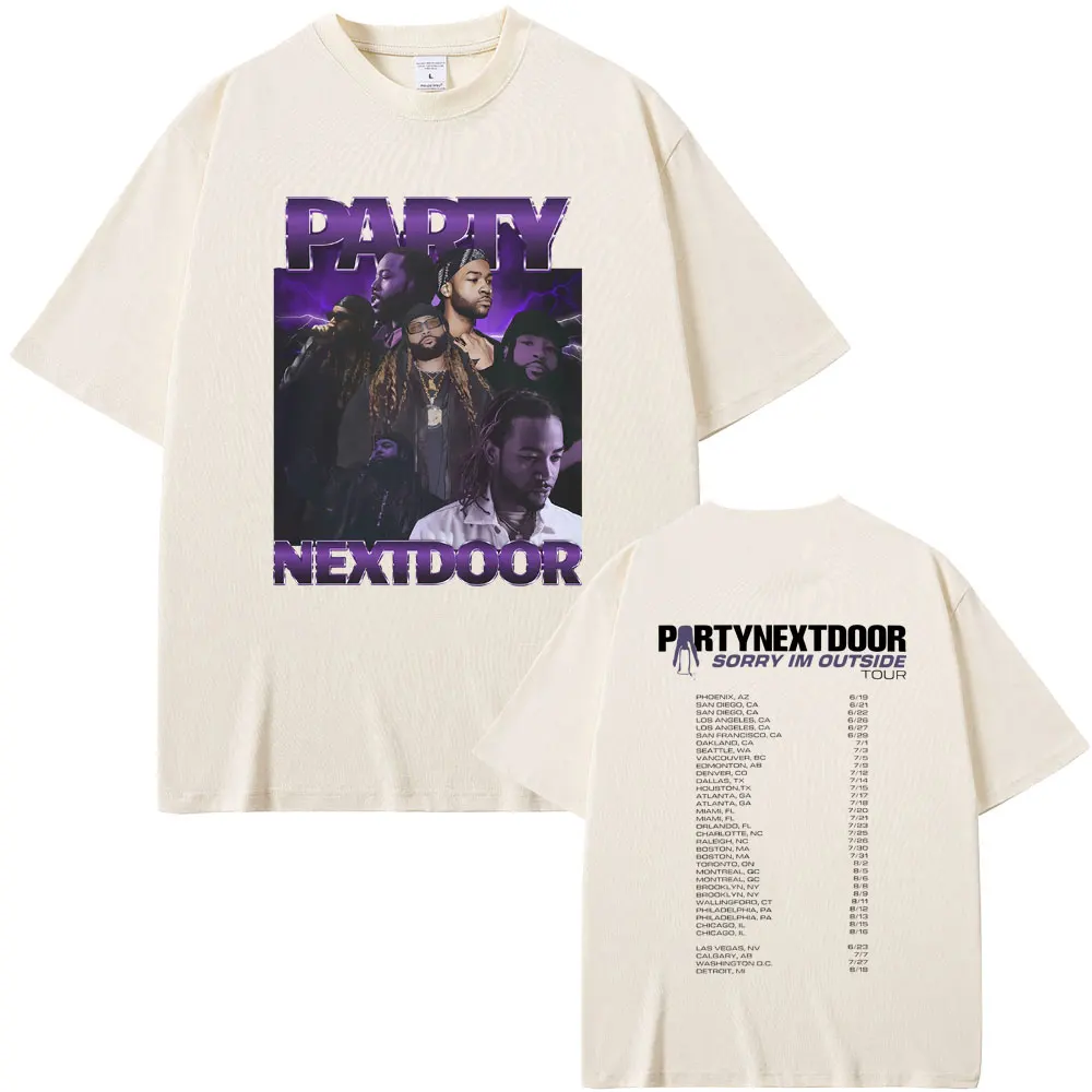 Rapper Partynextdoor Sorry Im Outside Tour T-Shirts Heren Hiphop Oversized Tshirt Heren Katoenen T-Shirts Heren Vintage Streetwear