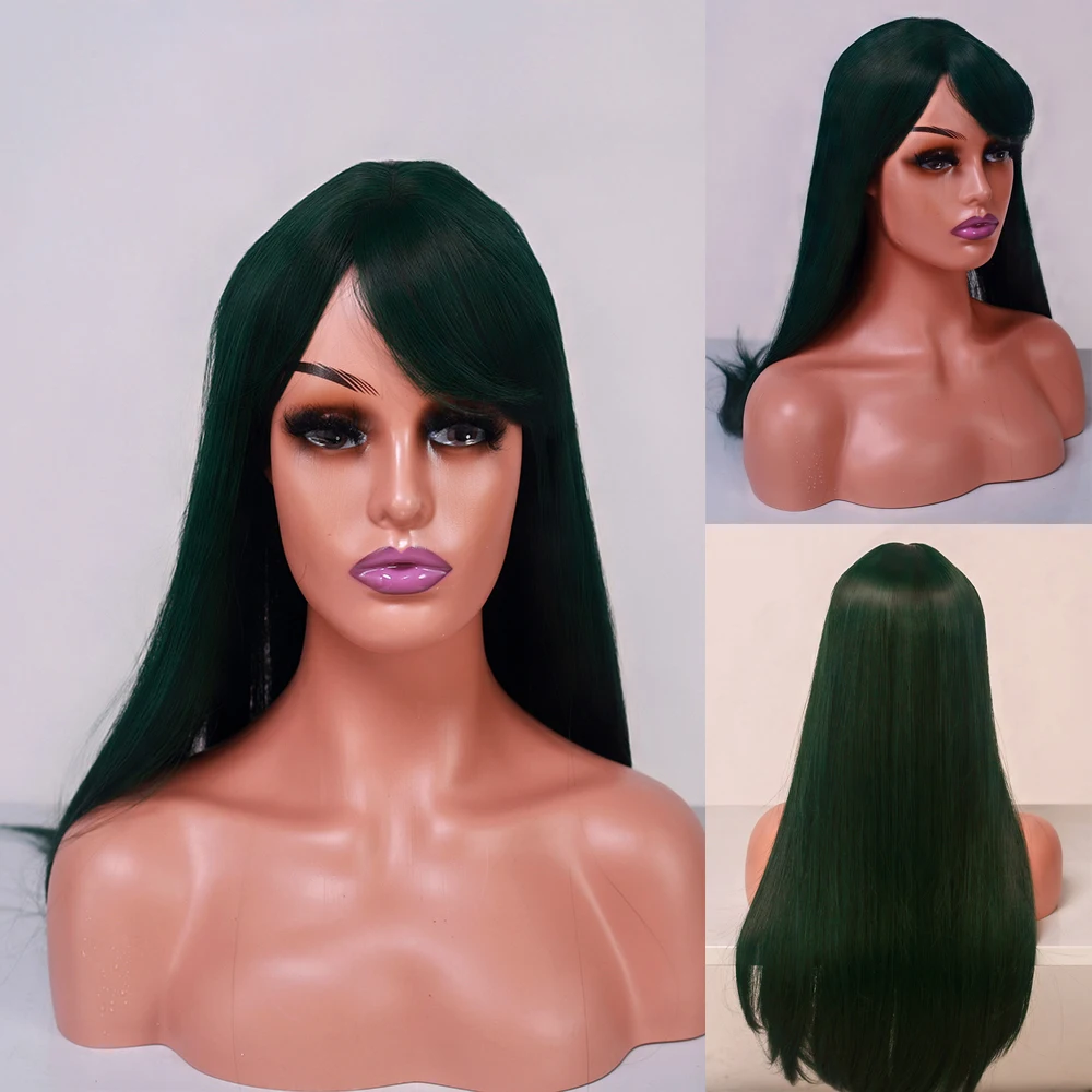 

Long Straight Layered Synthetic Wig Full Head Cover Highlight Wig with Bangs Daily Use Natural Hair Heat Resistant Wig for Women