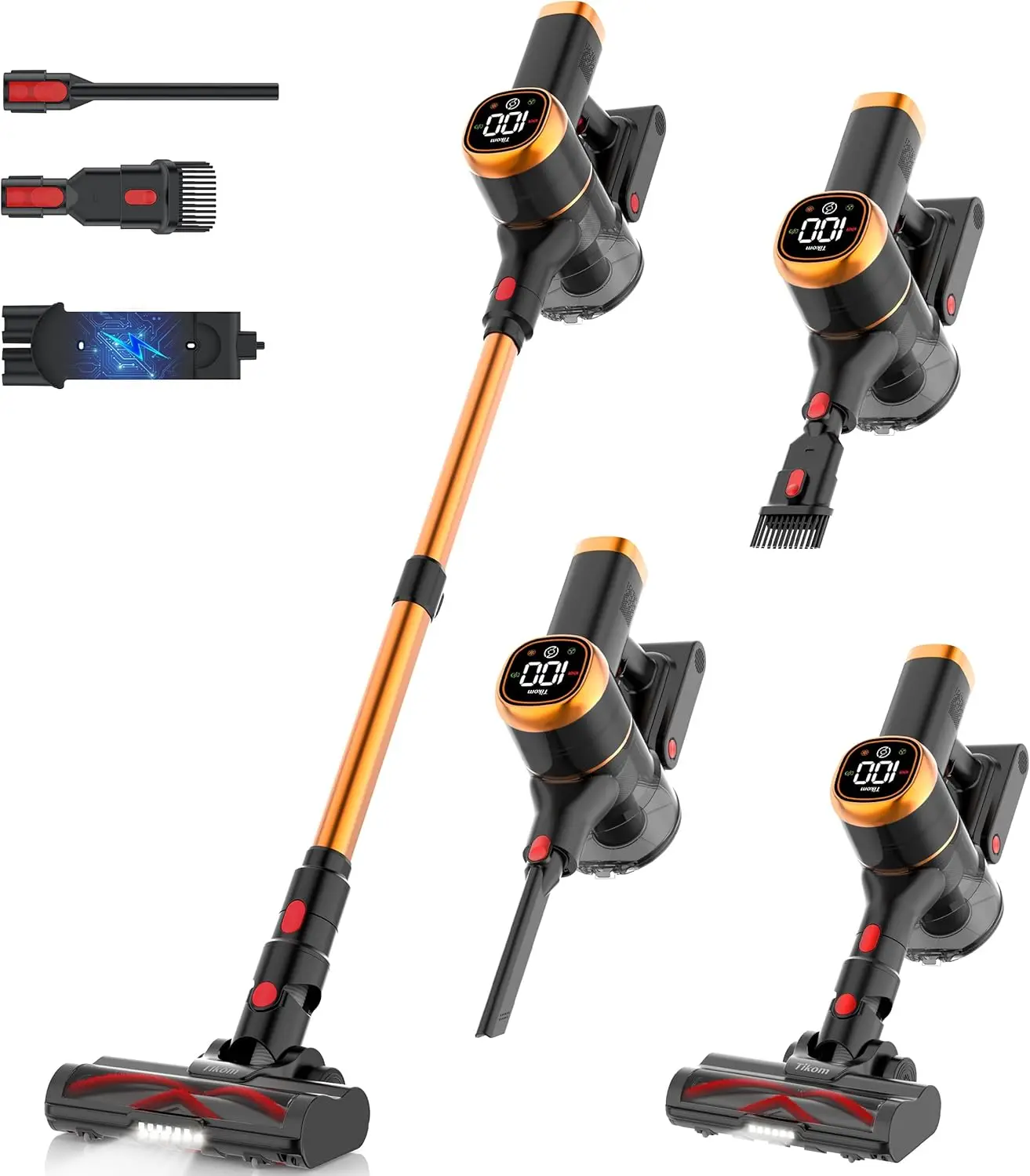 

Беспроводной вертикальный пылесос, мощность всасывания 40000 Па, сенсорный LED-экран, настенная док-станция, легкий, для шерсти животных и полов