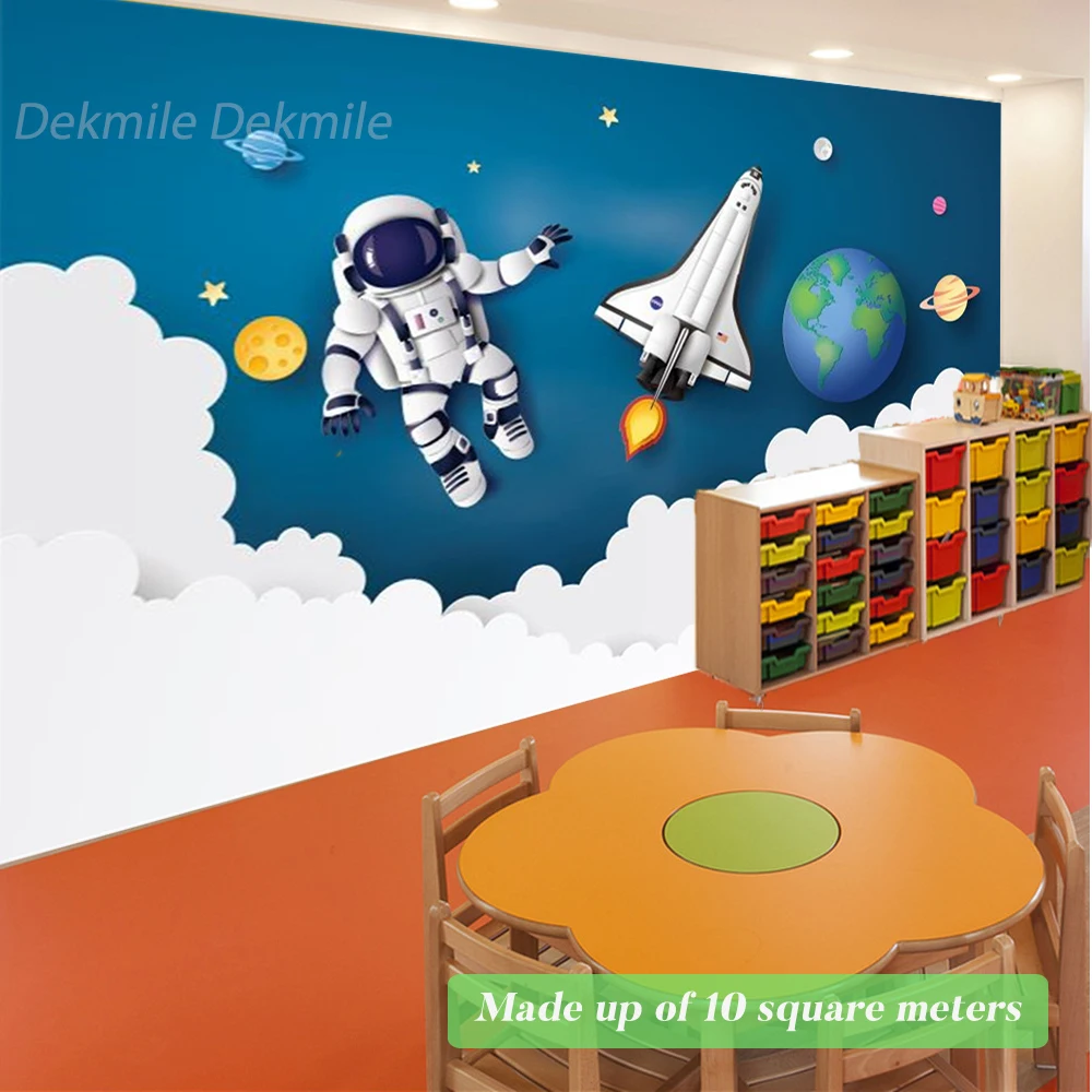 Universe Wallpaper Murals For Children Room Bedroom Astronaut Rocket Planet TV Background Wall Baby Nursery Kindergarten Decor