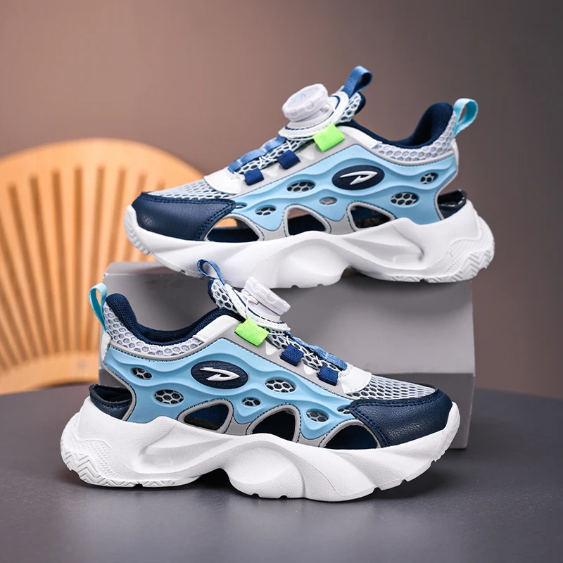 

Kids Sandals Summer New Mesh Breathable Flat Anti-slip Wear-resistant Sneakers Shock-absorbing Childrens Sports Shoes for Boys