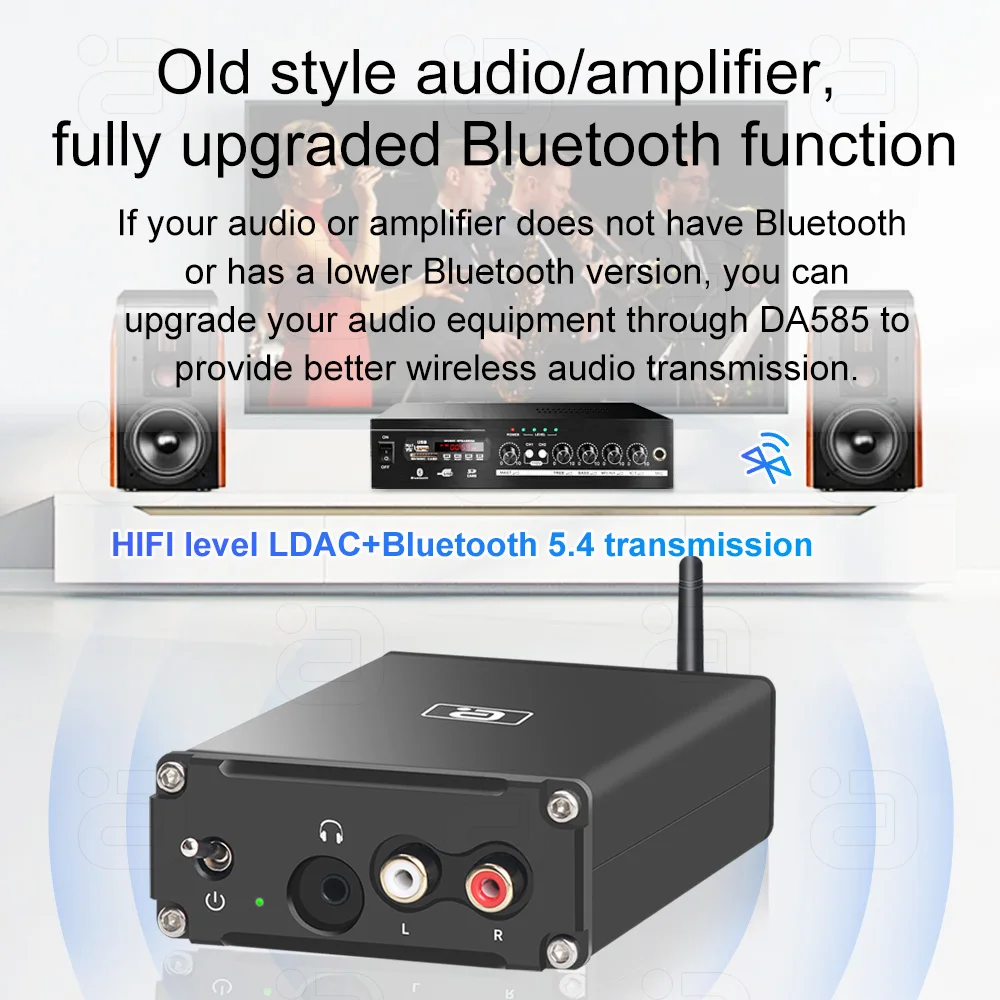 DA585 Bluetooth 5.4 DAC Receiver QCC3084 ESS9039Q2M USB Sound Card LDAC aptX HD AUX RCA Output