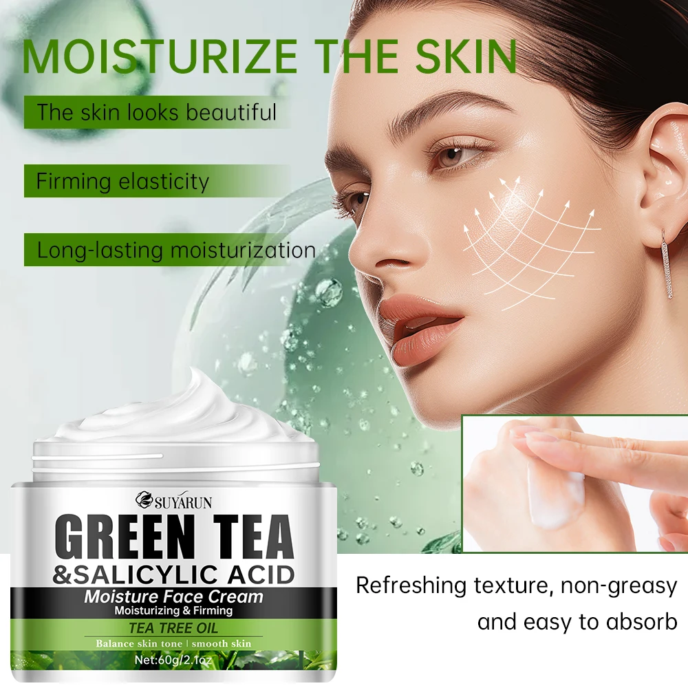 SUYARUN Pianta squalano Tè verde Camelia Crema, idratante antietà, cura naturale della pelle per pelli secche e sensibili.