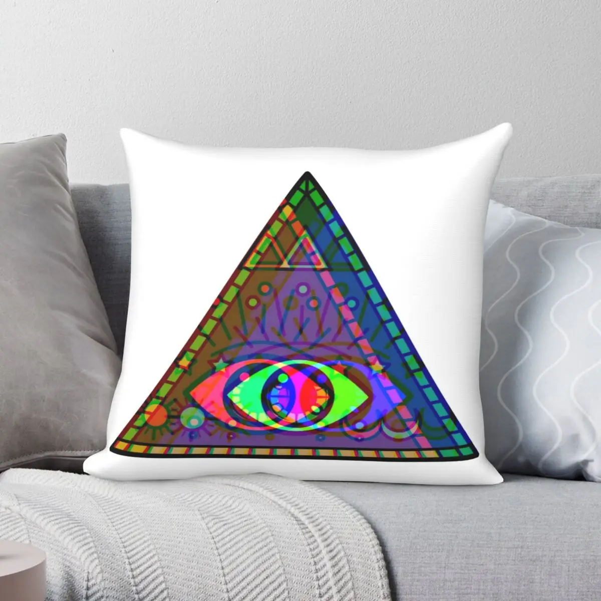 All-Seeing Glitch Square Pillowcase Polyester Linen Velvet Printed Zip Decor Pillow Case Home Cushion Case Wholesale 18