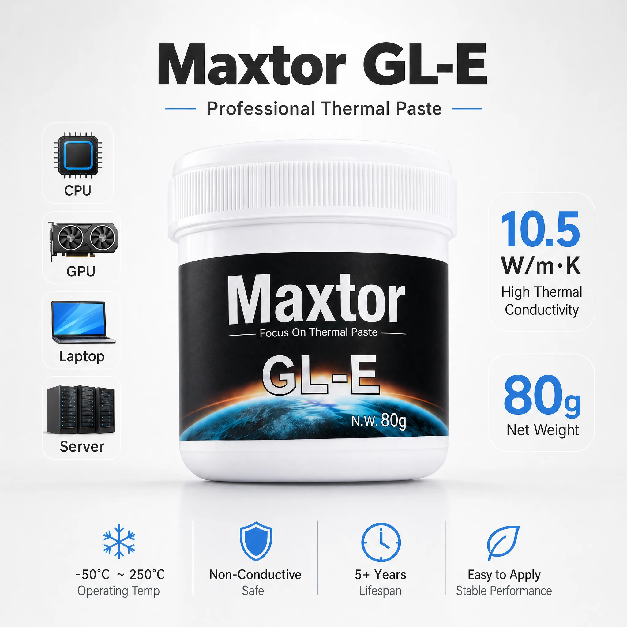 Maxtor GLE 80g Thermal Paste CPU Cooler Heatsink Heat Sink Paste for GPU Video Card - Thermal Compound for Heat Dissipation