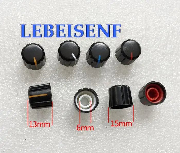 

60pcs rotary potentiometer plastic knob cap / mixer console volume audio switch knob knurling shaft / flower shaft 6mm 13*15mm