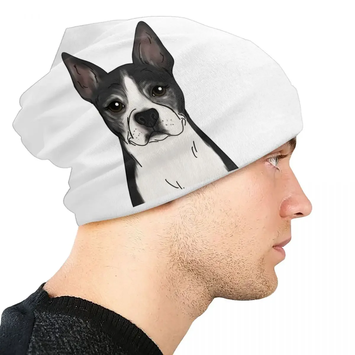 Boston Terrier Skullies Mutsen Streetwear Winter Warme Vrouwen Mannen Breien Hoed Volwassen Unisex Hondenpatroon Muts Hoeden