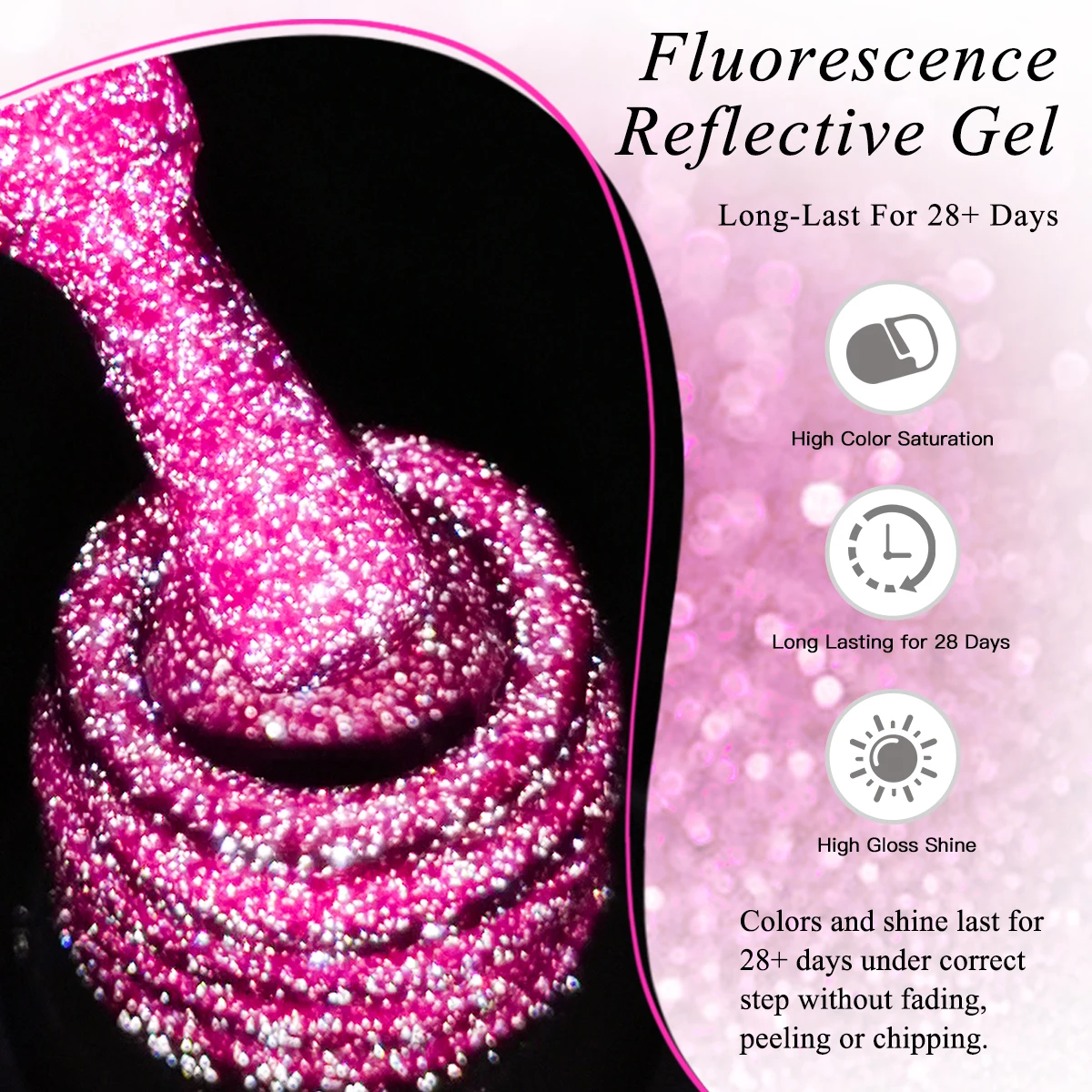 10ml Fluorescent Reflective Glitter Gel Nail Polish Neon Color Nail Art Semi-Permanent Soak Off UV LED Gel Varnish for Manicure