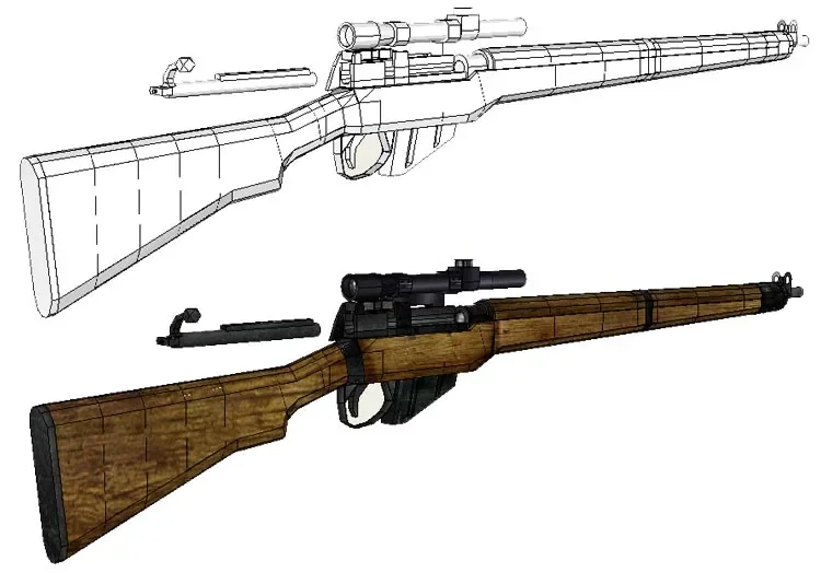 Lee-enfield modello di carta armi e armi da fuoco disegni 3d fatti a mano Puzzle militare