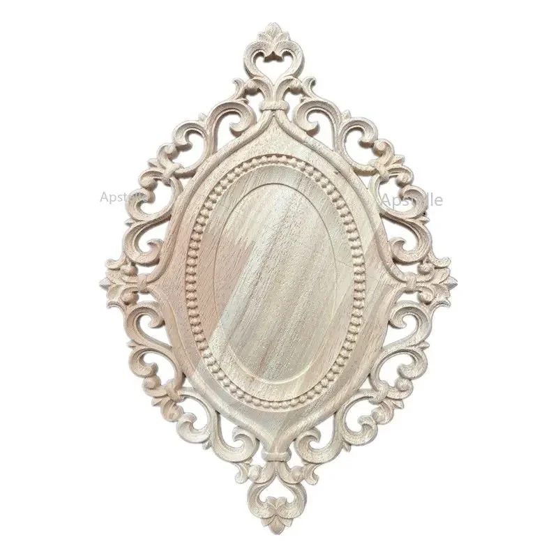 Long Rose Flower Exquisite Carving Natural Wood Appliques Furniture Wooden Mouldings Wmqe Vintage Unpainted Decoration Decal