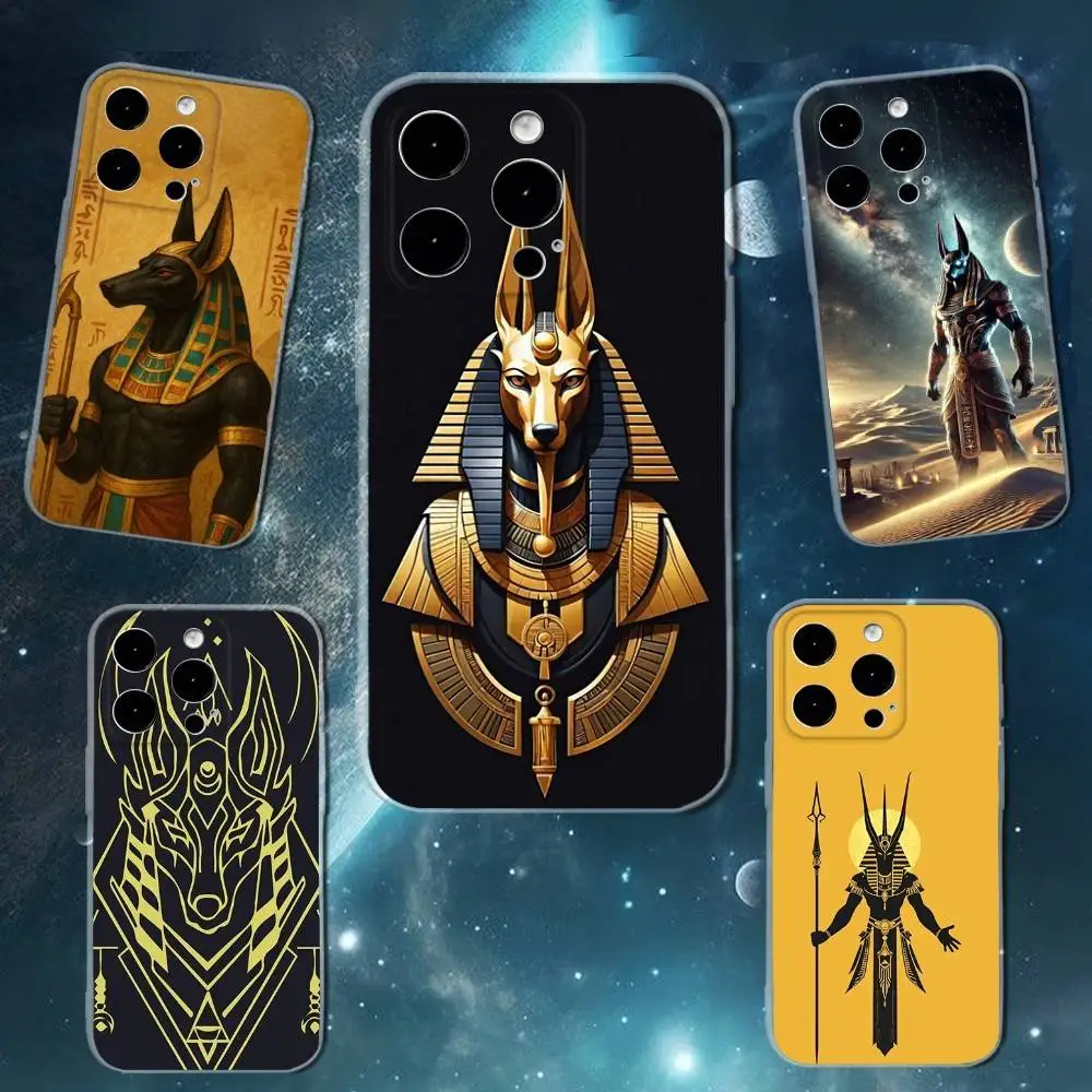 

Ancient Egyptian God Anubis Phone Case For iPhone 16,15,14,13,12,11 Plus,Pro,Max,XR,XS,X,7,8 SE,Mini Transparent Silicone Soft