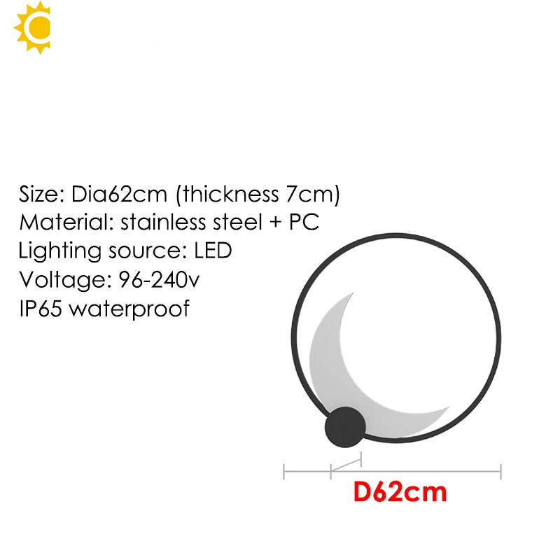 Outdoor Lichter Kreative Runde Mond Lampe Wasserdichte IP65 Edelstahl Beleuchtung für Garten Straße Externe Wandleuchter 96 240V