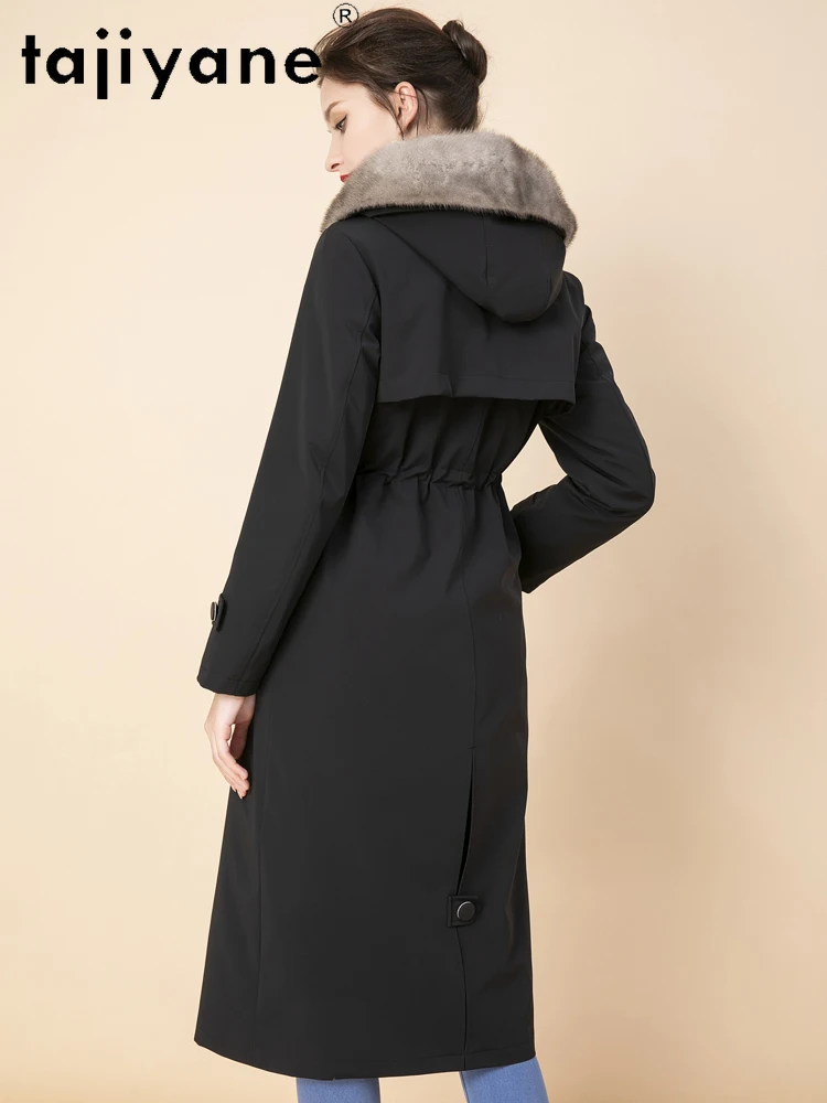 TAJIYAN Natural Lamb Fur Parka Warm Thick Coat Leather-Attached Liner Cold-Resistant Outerwear 2025 Winter Woman Clothes шуба