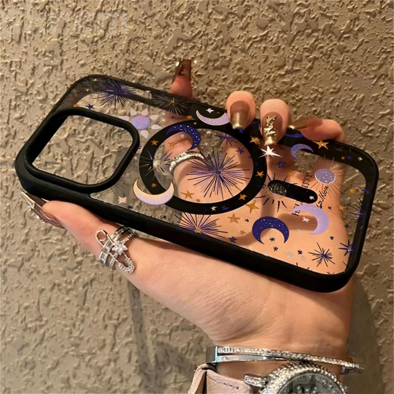 Stars Moon Y2K Transparente Hülle für Magsafe iPhone 16 15 Pro Max 17 15 14 11 13 12 ProMax Plus Hüllen Kabelloses Laden TPU Drop Fundas – Detail 11