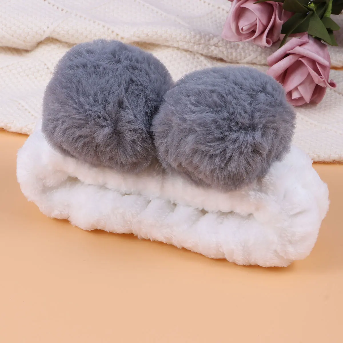 

Panda Ear Headband Grey Elastic Hairband For Women Lightweight Hair Wrap Face Cleaning Party Hairband