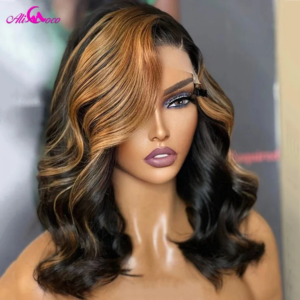 

180 Density 13x4 Body Wave Lace Frontal Bob Wig P1B/30 Human Hair Wigs Remy Short Bob Wig For Women Ali Coco Big Frontal Bob Wig