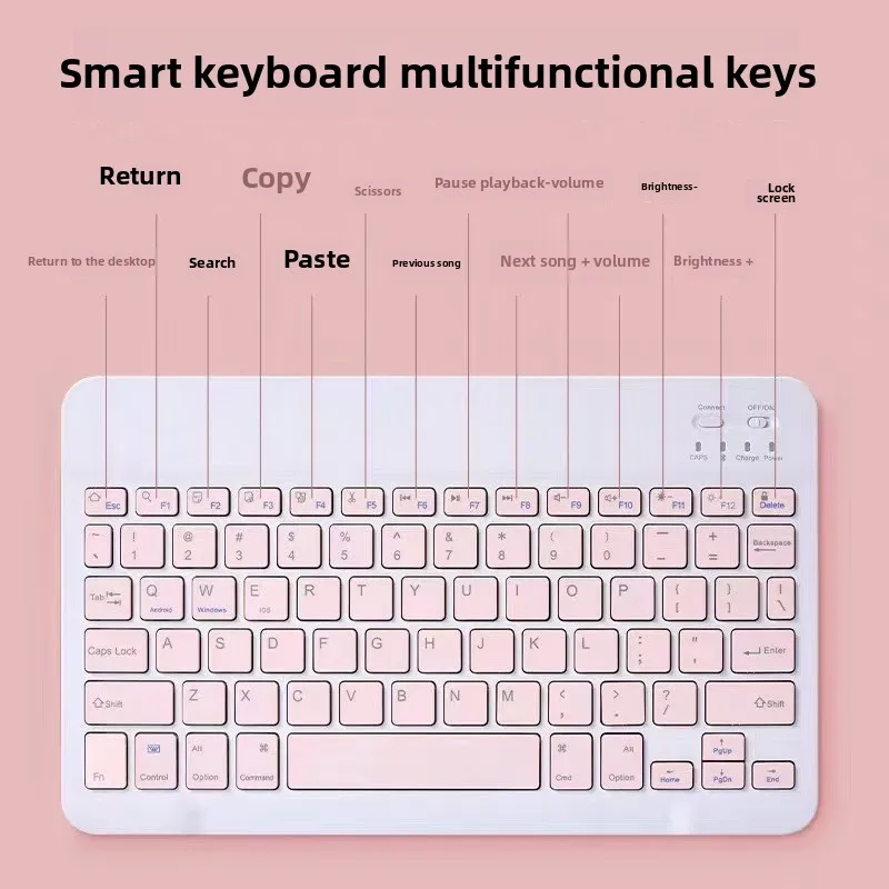 10 Inch Bluetooth Keyboard Three System Universal Keyboard, Laptop Wireless External Connection Portable Lightweight and Compact