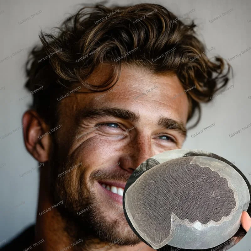 

Европейский мужской парик из человеческих волос, дышащий кружевной прочный 100% оригинальный парик из натуральных волос, система протезов, парики для мужских волос, протези