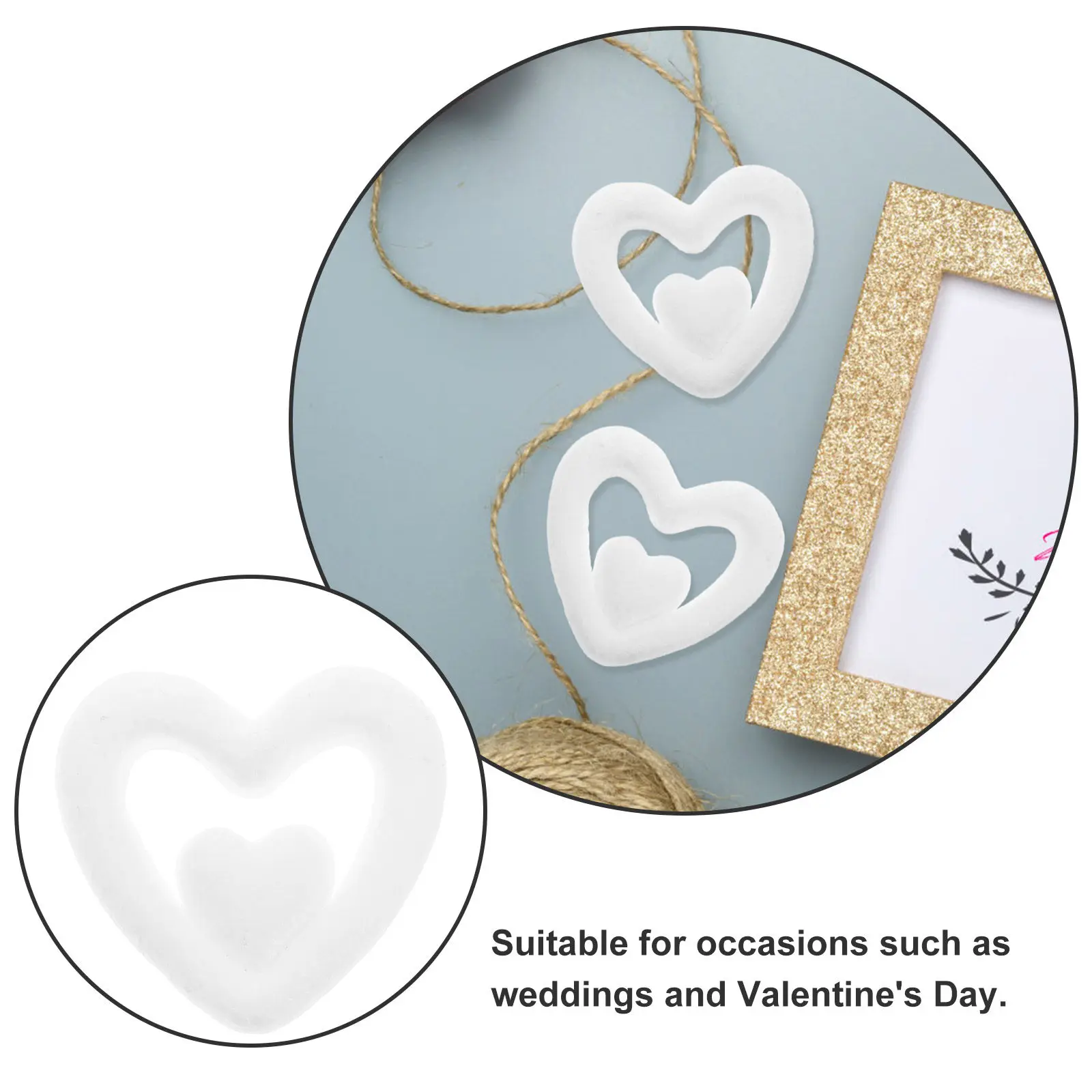 20Pcs Foam Heart Shapes Unpainted Smooth Craft Hearts for DIY Painting Decorating Wedding Birthday Celebration Party Decorations