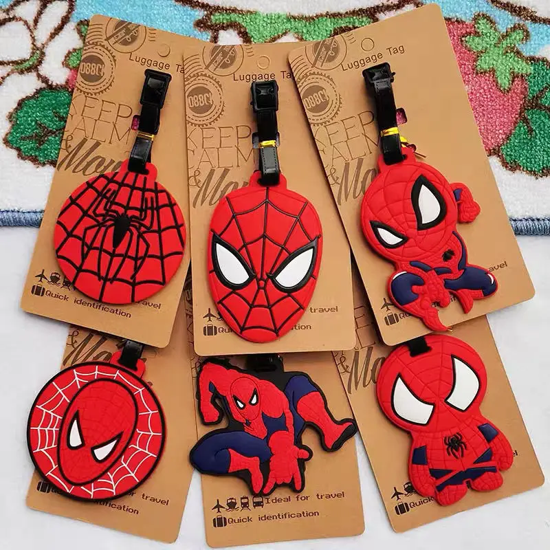 Marvel Spider-Man Avengers Creative Travel Supplies Luggage Bags Tags Accessories Boarding Check-In Logo Cute Cartoon Keychain