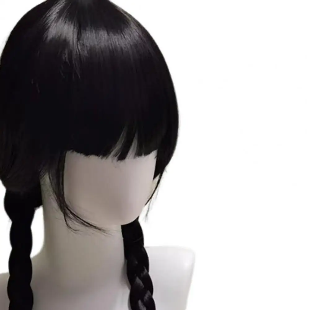 60-70cm High Temperature Fiber Braided Wig With Bangs Movie Wednesday Addams Cosplay Women Wig Anime Twist Hair Styling Tool