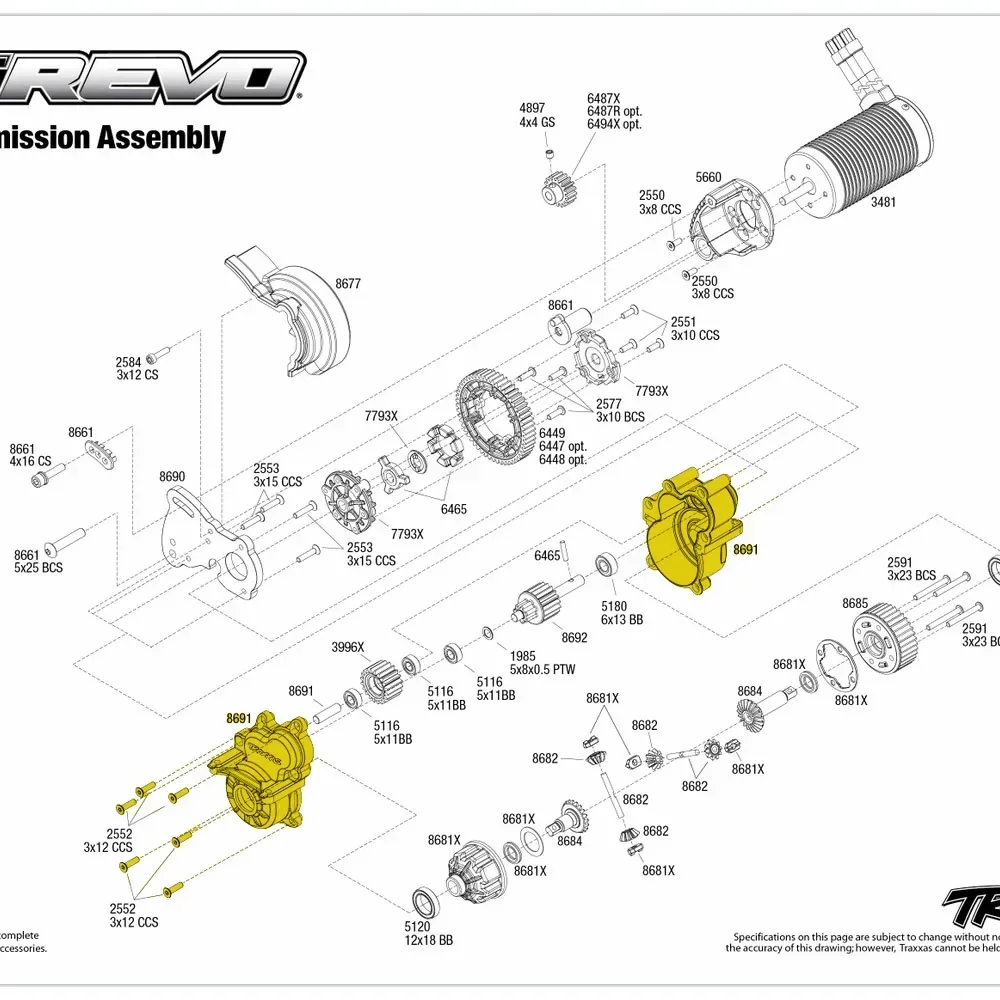 Aluminium #8691 Center Transmission Gearbox Case For RC CAR 1/10 TRAXXAS E-Revo 2.0 VXL Replaces Part of Traxxas