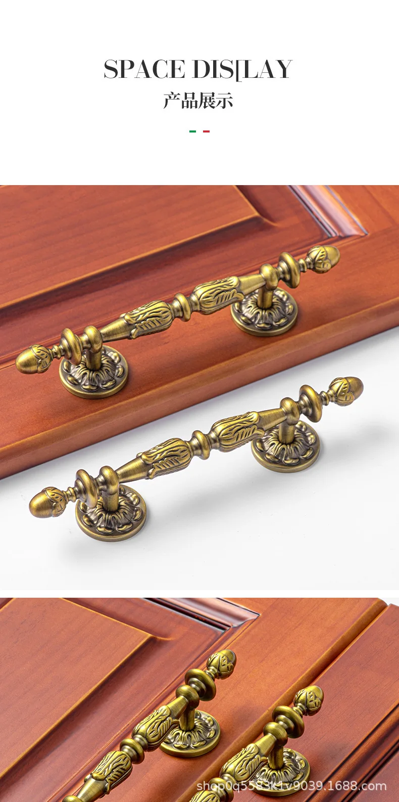 Antiker Bronze Massivmessing Küchenschrankgriff Vintage Kleiderschrankgriff Einloch-Schuhschrank-Schubladenknöpfe Möbelgriffe – Detail 5
