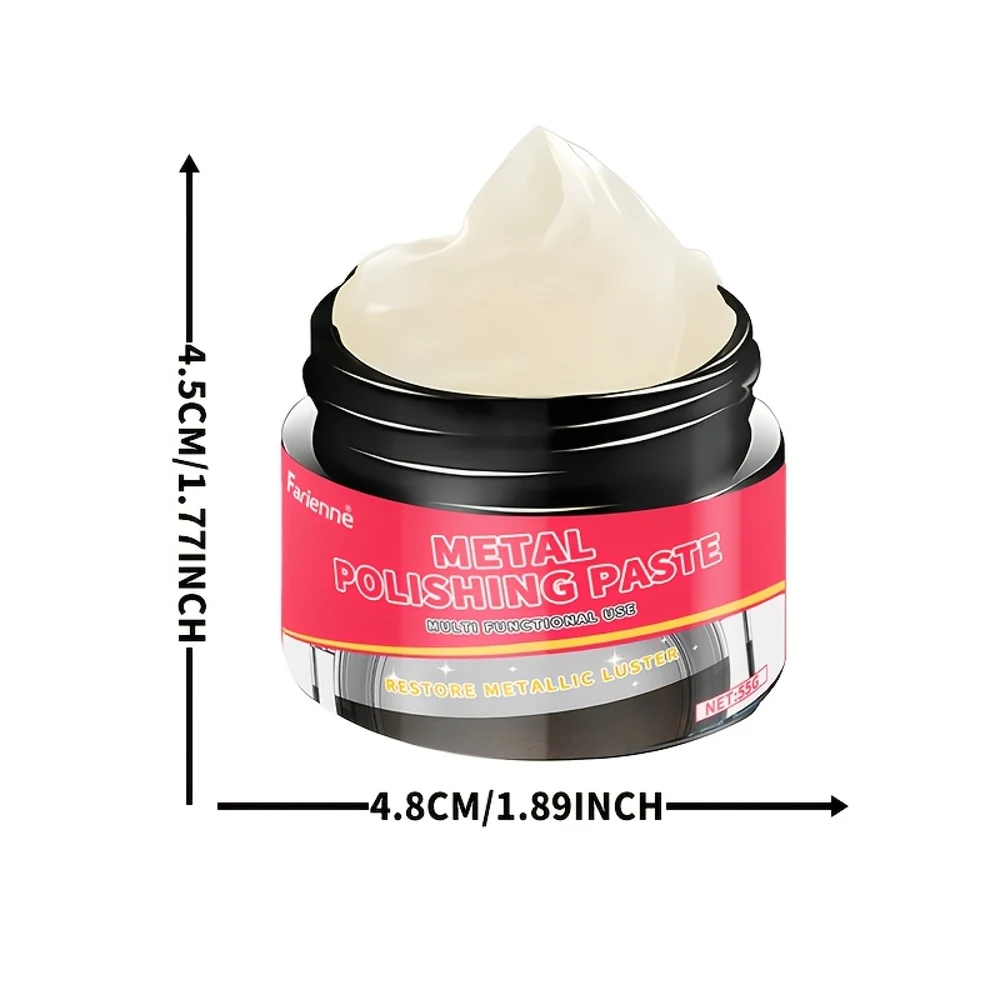 Pasta lucidante per metalli multiuso da 55 g per ferro, rame, acciaio inossidabile - Kit di lucidatura per ristrutturazione di superfici cromate antiruggine