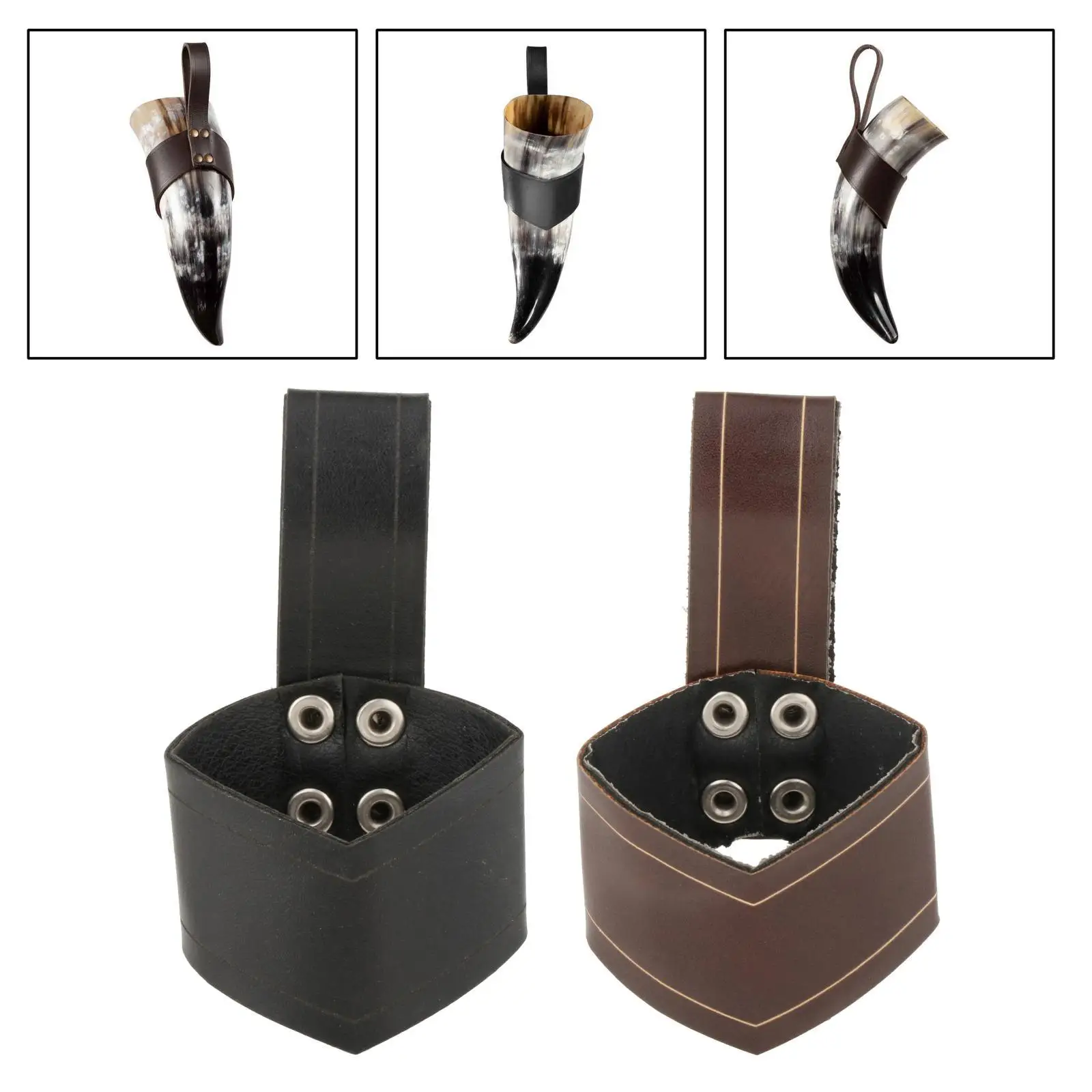 Fundas de cuerno de buey, cuerno portátil con forma vikinga, soporte para taza con forma de cuerno