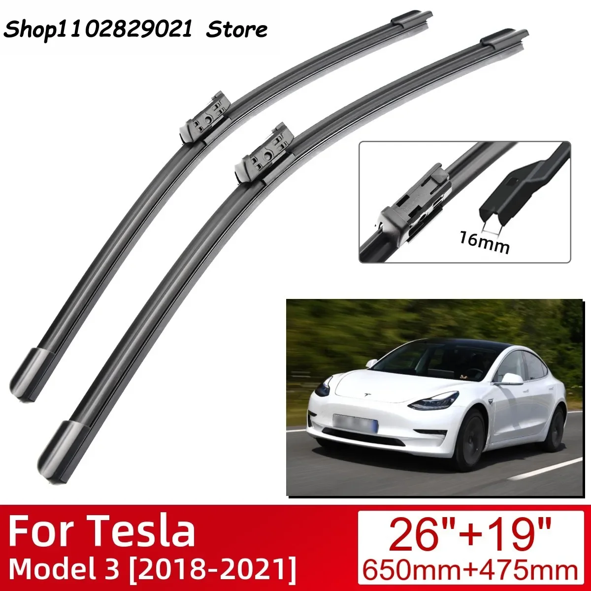 

For Tesla Model 3 2018-2022 Car Accessories Front Windscreen Wiper Blade Brushes 2018 2019 2020 2021 2022