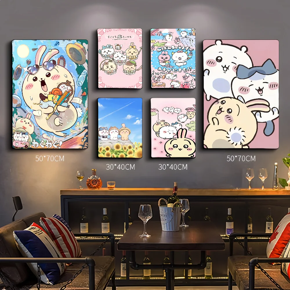 Kawaii C-Chiikawa Usagi P Self-adhesive Art Poster Whitepaper Prints Posters Artwork Aesthetic Art Wall Painting