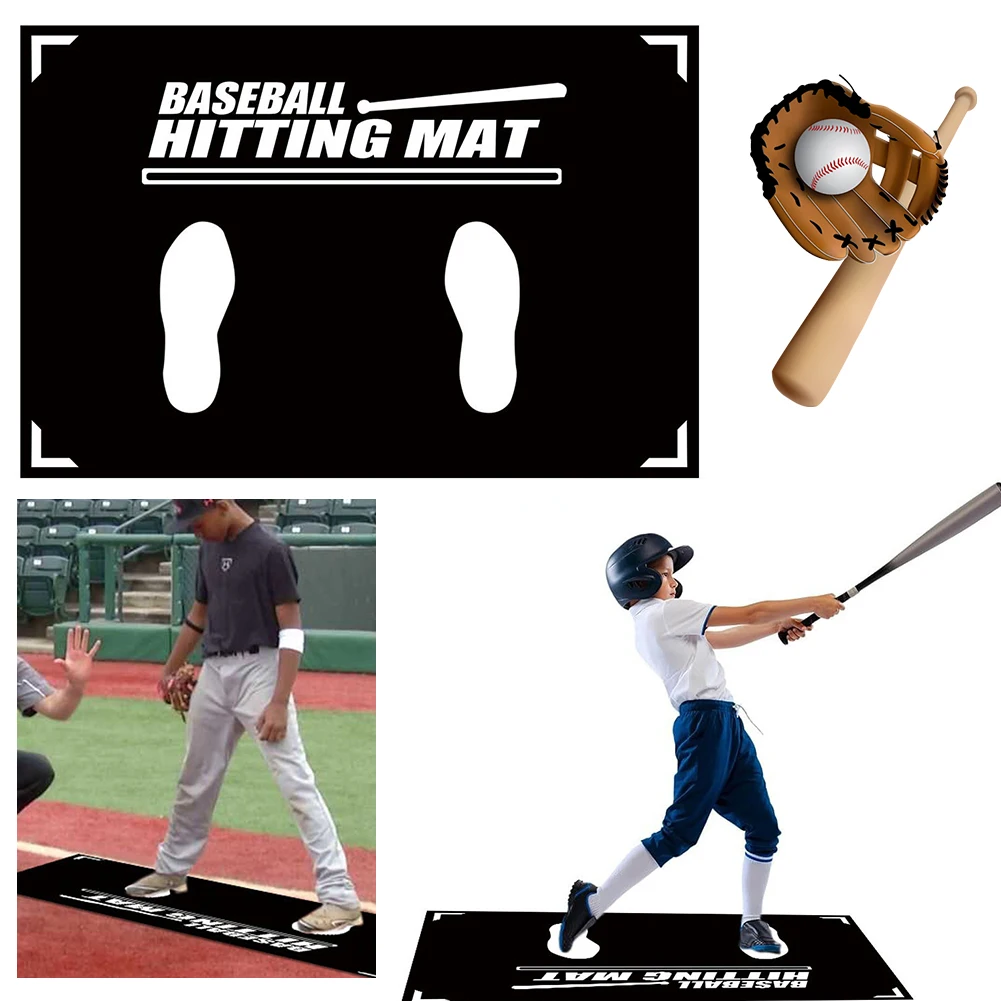 Aid Hitting Batting Practice Mat 90x60cm Baseball Batting Cushion with Toes Facing Place Baseball Training Accessories