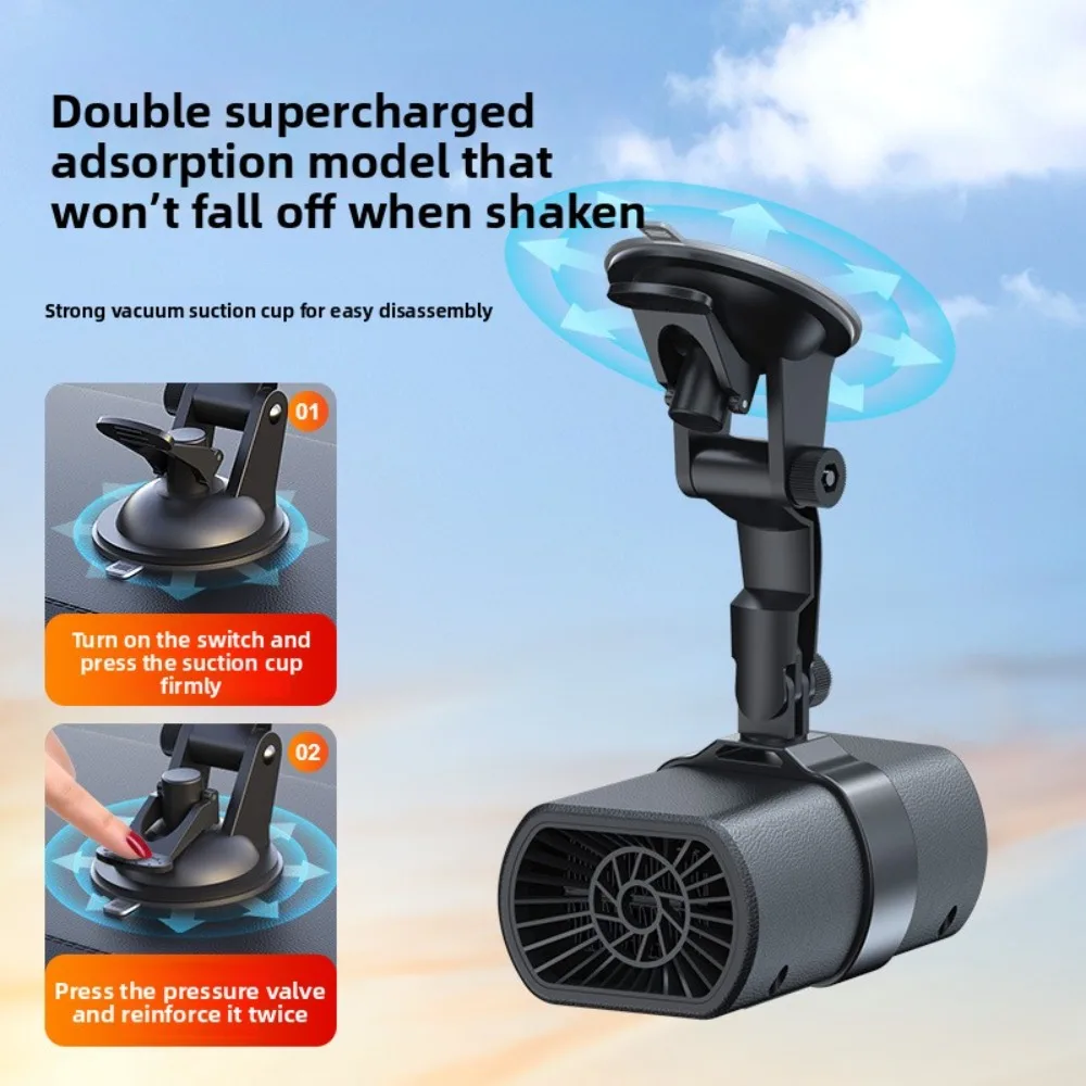 12V Winter Car Heater with Defrost And Defogger With Adjustable Suction Cup Mount Perfect For Cold Weather Driving And Travel