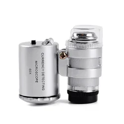 60X Mini Pocket High Power Microscope Jewelry Appreciation HD Professional Microscope Portable LED UV Magnifier