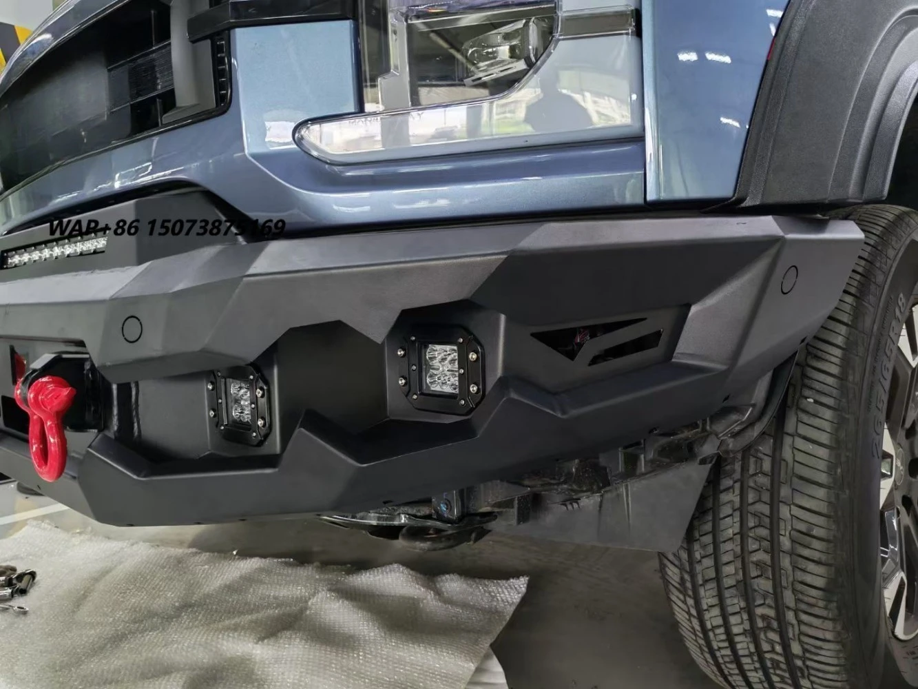OEM Steel Front Bumper Bull Bar for BYD Shark 6  Pickup, Winch-Ready Powder Coated Bumper with D-Ring, Bolt-On Off-Road Guard