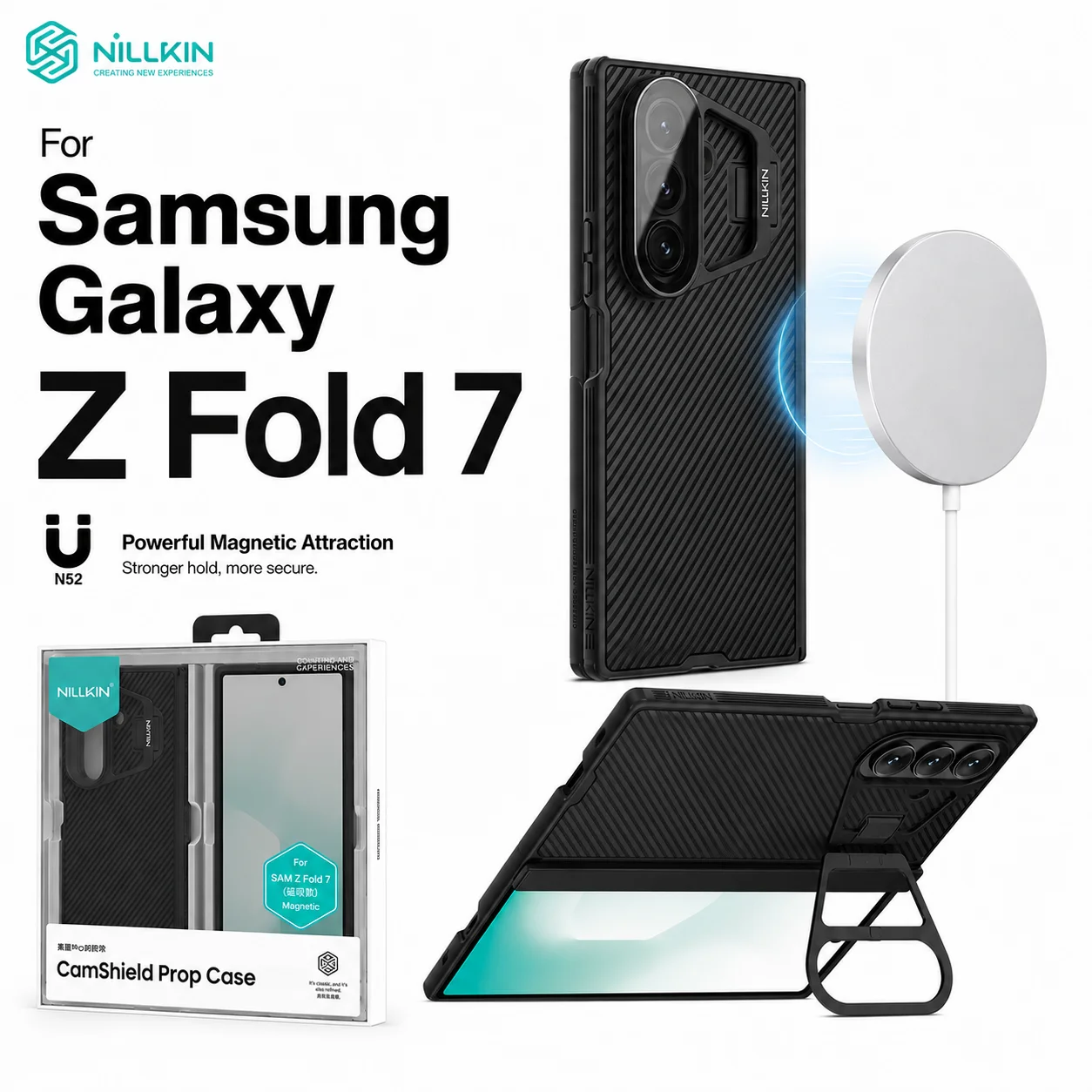 NILLKIN Magnetic Case For Samsung Galaxy Z Fold 7 Fold7 TPU + PC Hard Back Cover Anti-Dust CA4013