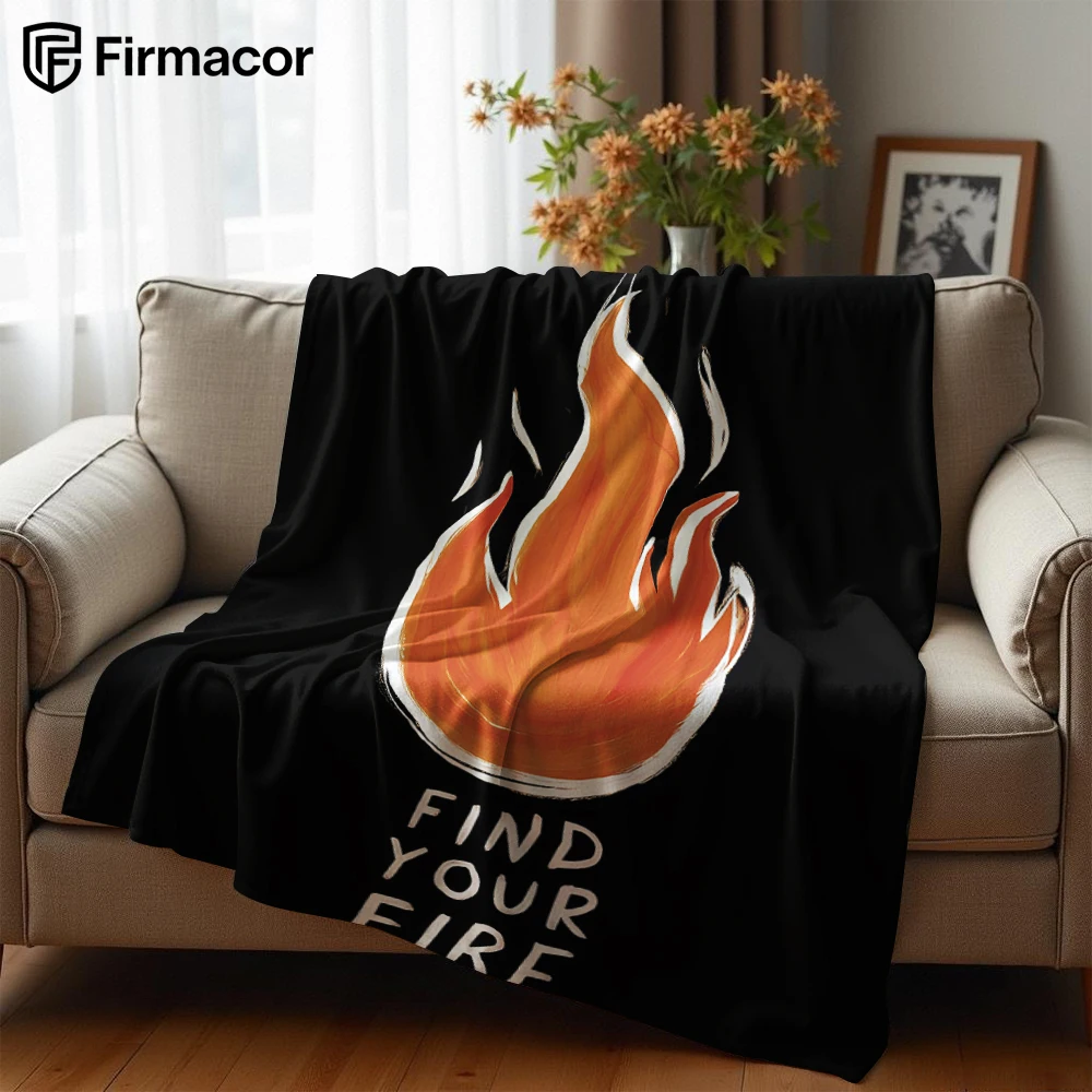 Fire Print Cartoon Anime Print Flannel Blanket Soft Warm Throw for Kids Bedroom Sofa Bed Christmas Office Car