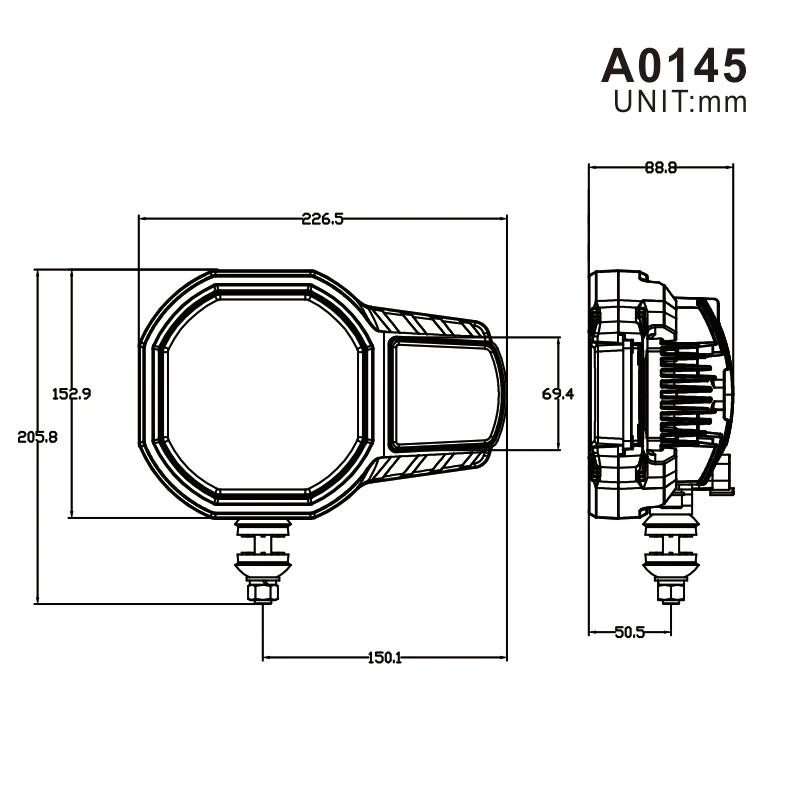 R149 60W High/Low Beam Truck Snowplough Multi-function LED Combination Headlight with Heating Lens