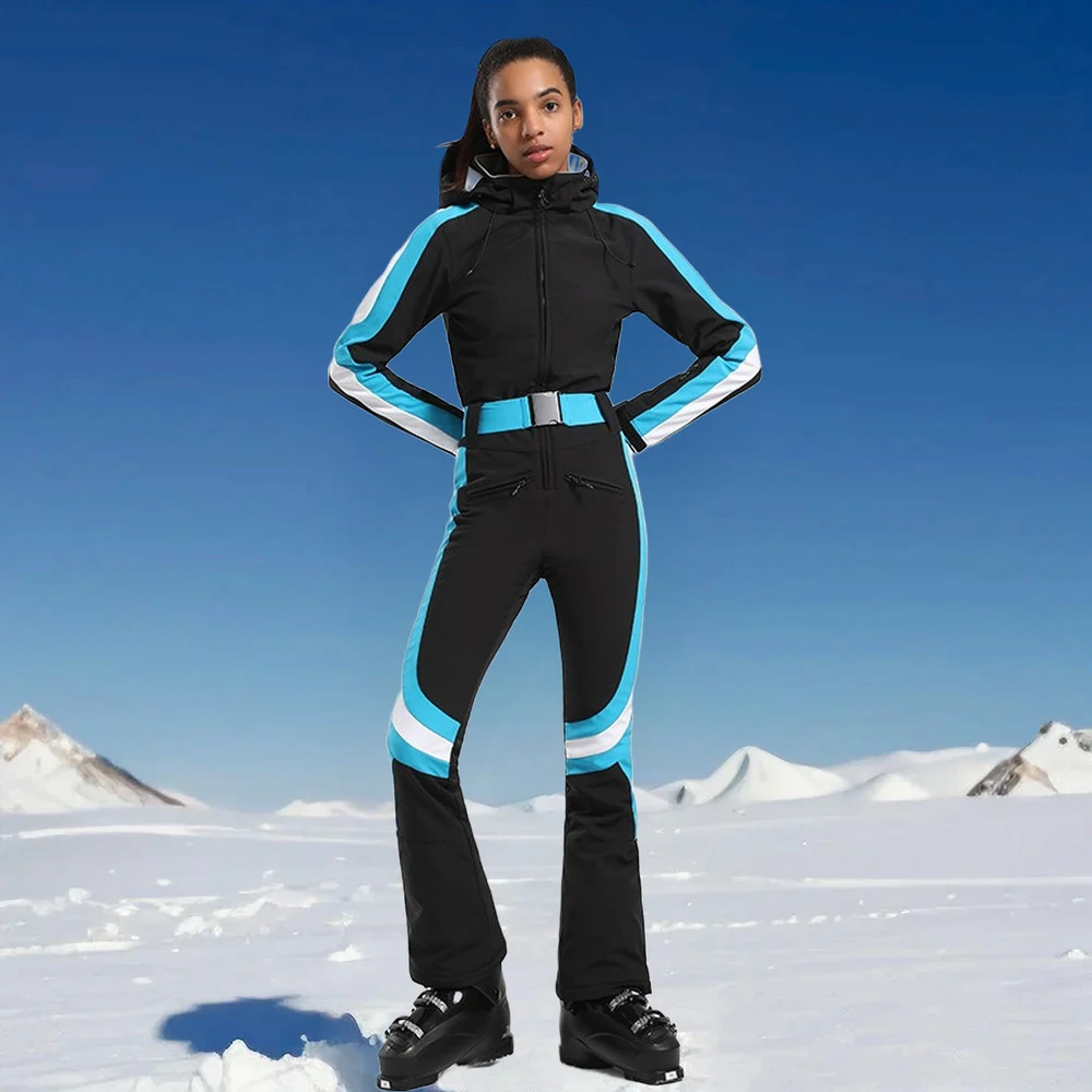 2025 Women Slim Ski Suit Outdoor Snowboard Overalls One-Piece Warm Skiing Set Winter New Overalls Windproof Waterproof Clothing