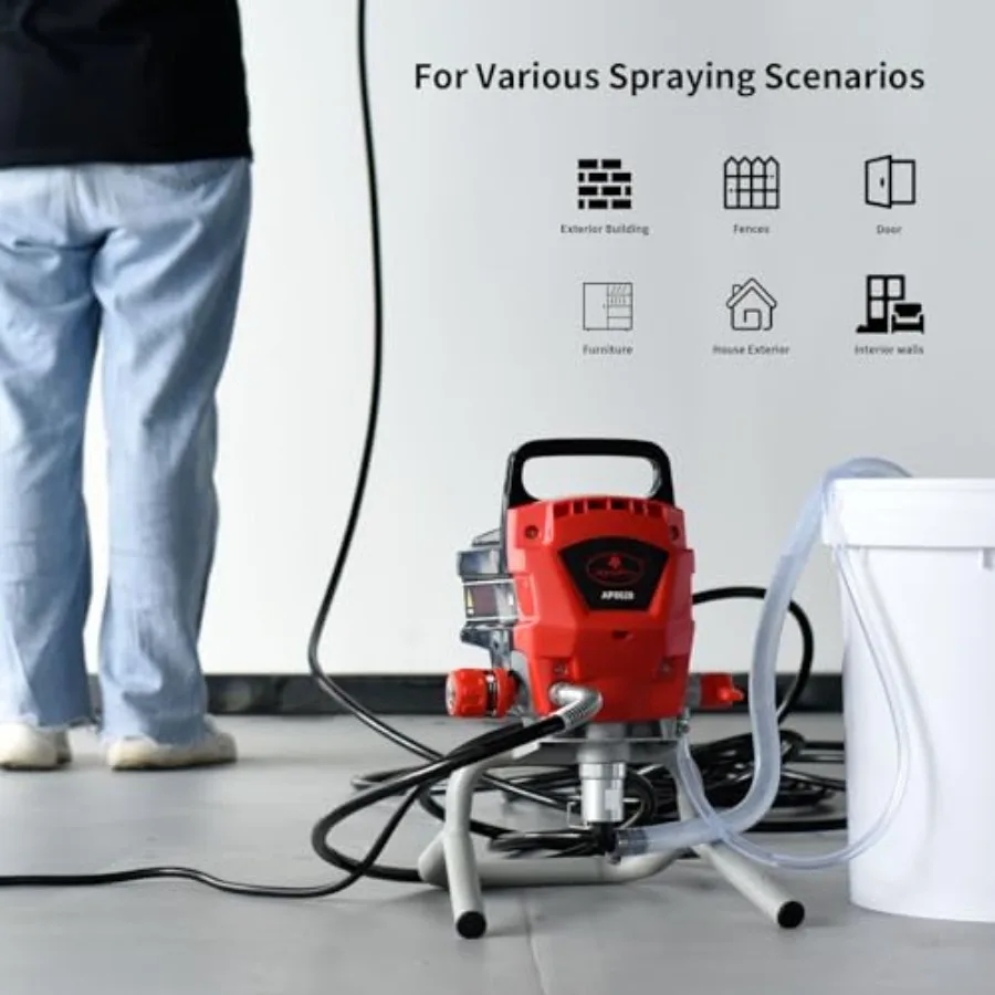 Tools Airl Paint Sprayer, 950W 0.52GPM 3300PSI High Efficiency Airl Sprayer with Tip Extension and Tip Sets, Indoor Paint Spray