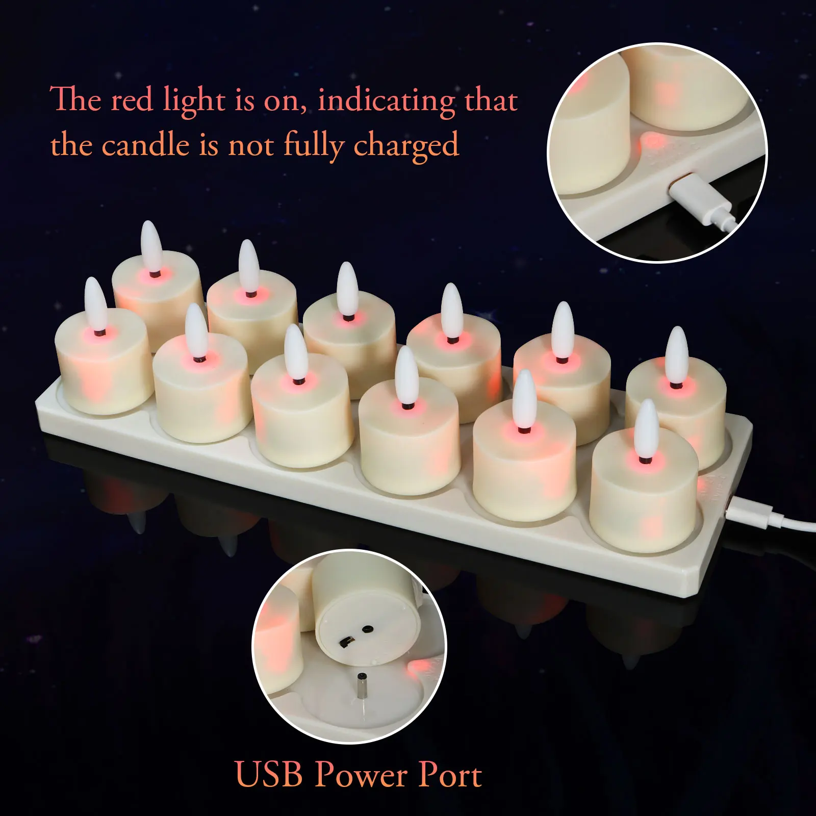 FPOO وامض عديمة اللهب مصباح شمعة قابلة للشحن LED ضوء شمعة الموقت أضواء الشاي مع أكواب سوداء لشمعة الديكور المنزل